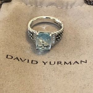 David Yurman Petite Wheaton Ring Blue Topaz - Sz.6